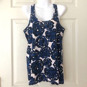 NWT Richard Chai for Target Racerback Floral Tank Top Black/Blue/White Size L